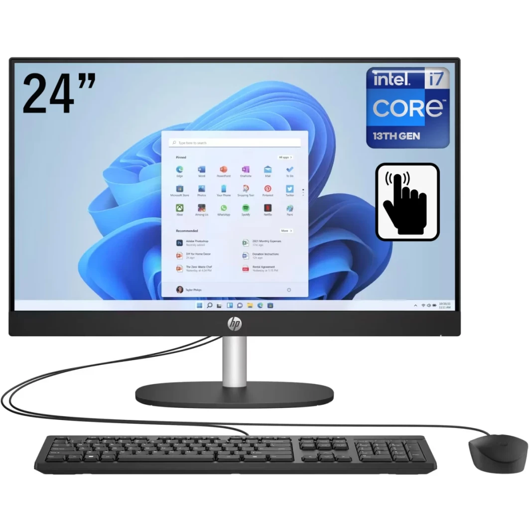 HP All-in-One 24-cr0023ne PC (2023) NEW 13Gen Intel Core i7 10-Cores w/ 24" IPS Full HD 99% sRGB Touch Display - Black