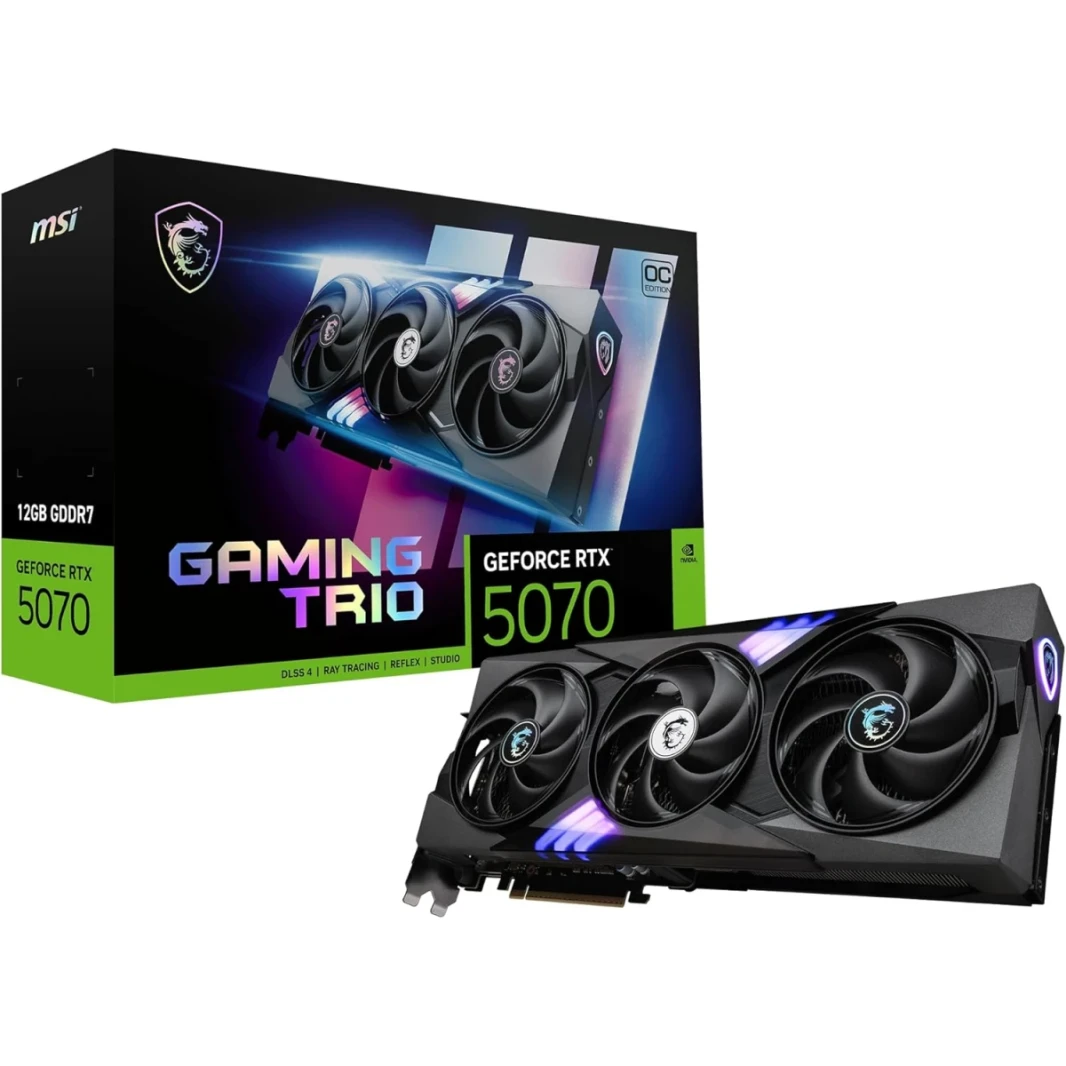MSI Geforce RTX 5070 Gaming Trio OC 12GB GDDR7 192 بت ، 2610 MHz على مدار الساعة ، 6144 CUDA CORES ، 28 GBPS MEMMY SPEED ، PCI Express Gen 5