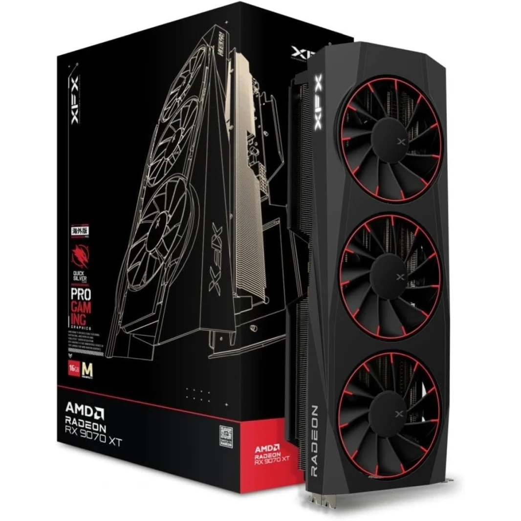 XFX Quicksilver AMD Radeon RX 9070 XT 16GB GDDR6 256-Bit Memory Triple Fan Magnetic Air Edition Graphics Card