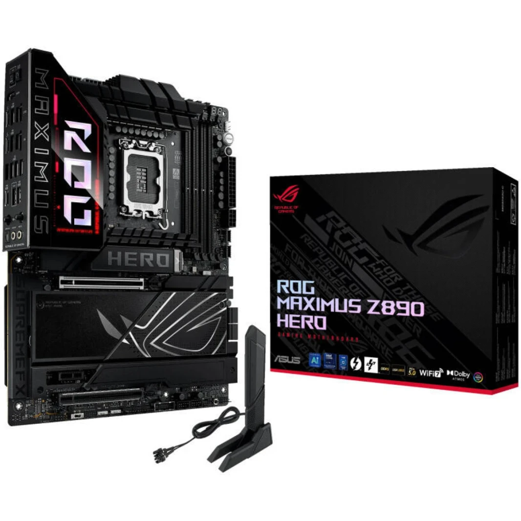 ASUS ROG MAXIMUS Z890 HERO WIFI 7 Z890 DDR5 LGA 1851 ADDACT AI AI PC READY 6X M.2 SSD PCIE® 5.0 THERDICBOLT ™ 4 USB TYPE-C® 2.5GB LAN