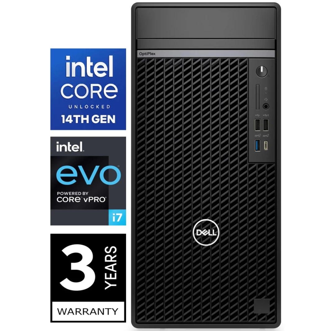 Dell Optiplex Plus 7020 (2024) 14Gen Intel Core i7 VPRO 20 -Cores Tower W/ DDR5 Memory و 3 سنوات ضمان - أسود
