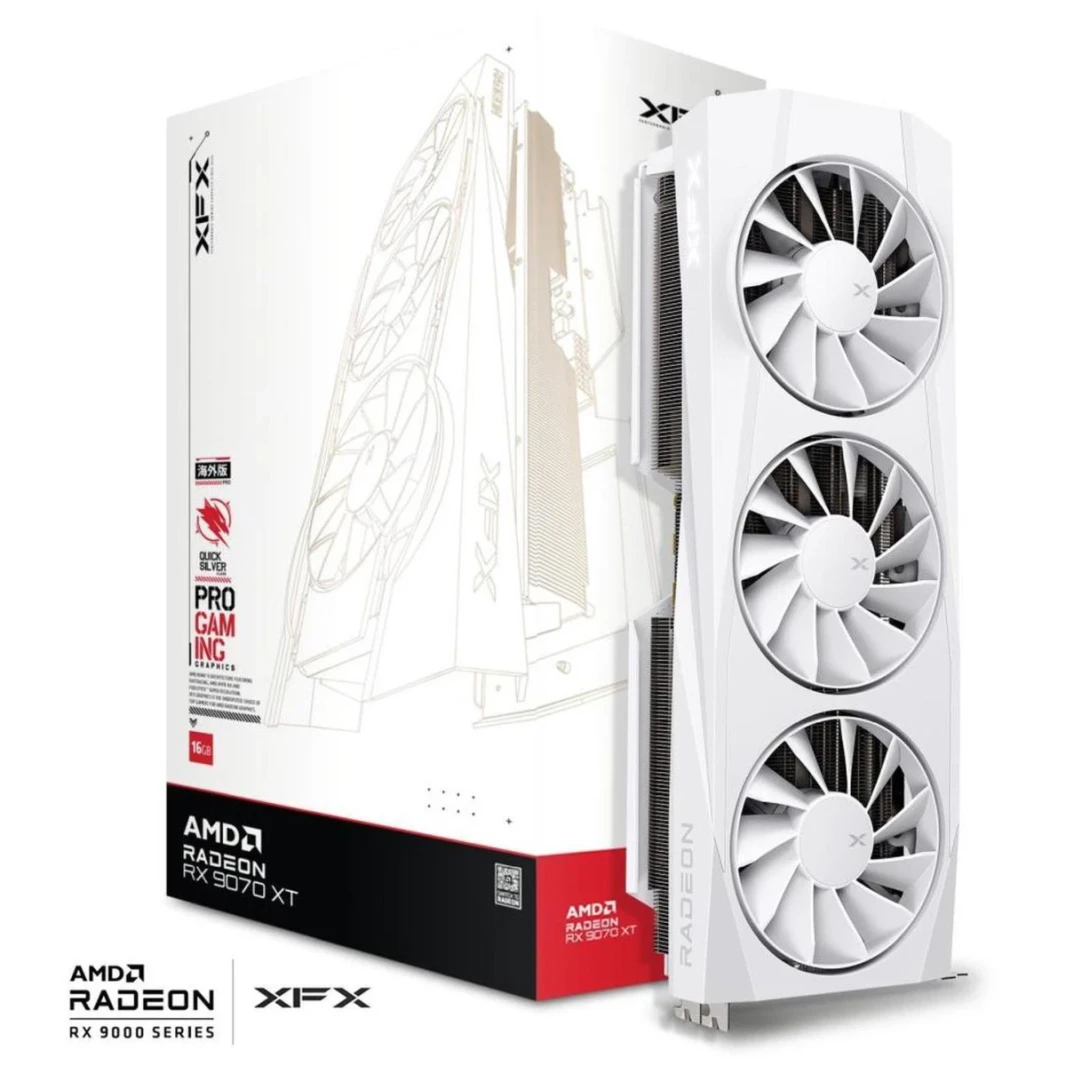 XFX Quicksilver AMD Radeon RX 9070 XT White 16GB GDDR6 256-BIT Triple Fan Gaming Card