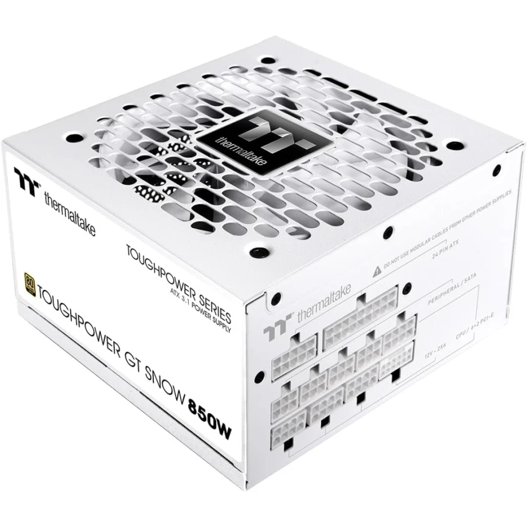 Thermaltake ToughPower GT 850W ATX 3.1 80 Plus Gold Gold Modular Smart Zero Fan ؛ موصل 450W PCIE 5.1 ​​الأصلي ، أبيض