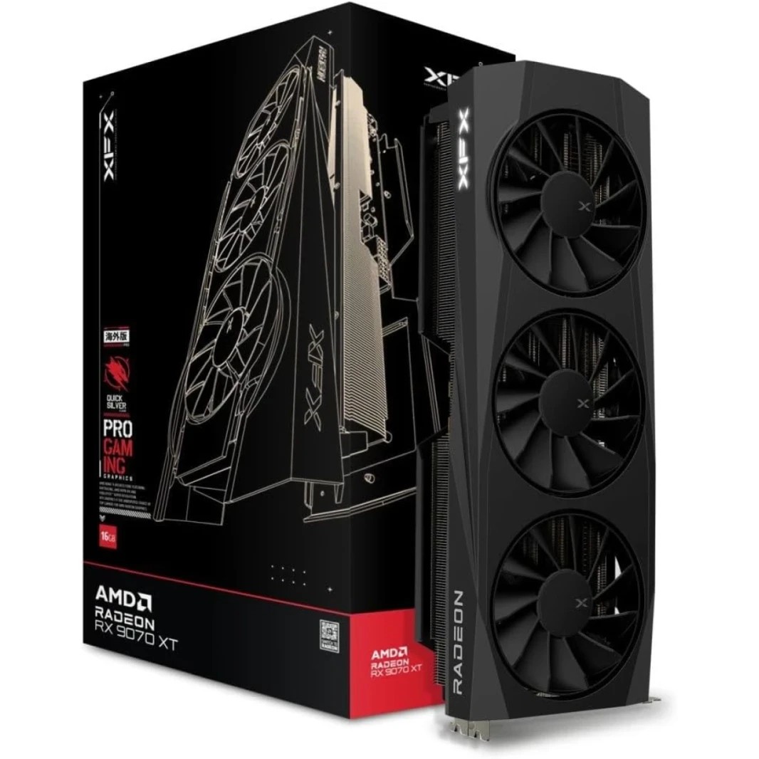 XFX Quicksilver AMD Radeon RX 9070 XT 16GB GDDR6 256-Bit Memory Triple Fan Gaming Edition Graphics Card