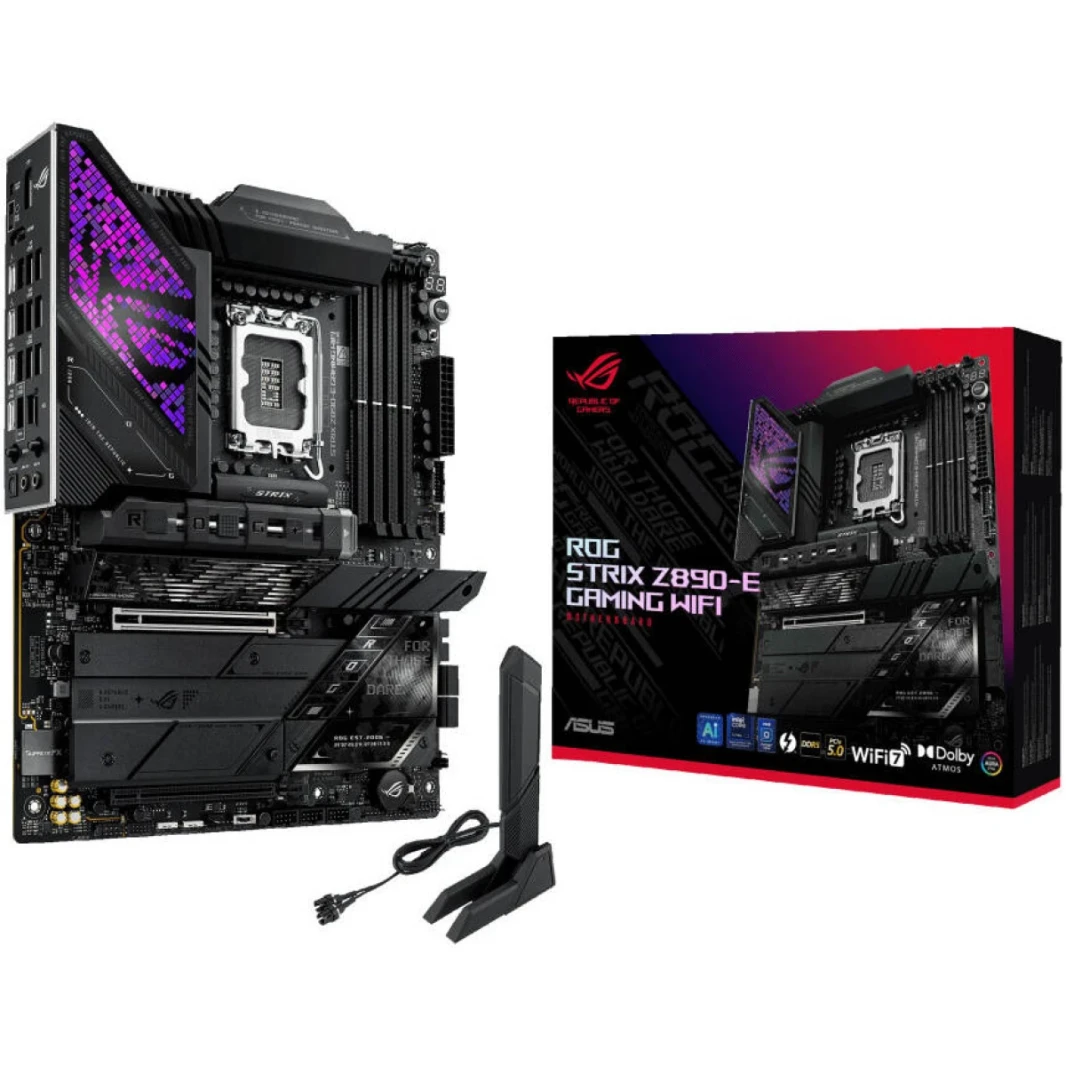 Asus Rog Strix Z890-E Gaming Wi-Fi 7 Z890 DDR5 LGA 1851 Advanced AI PC Ready 7x M.2 SSD PCIE® 5.0 Thunderbolt ™ 4 USB Type-C® 2.5GB LAN