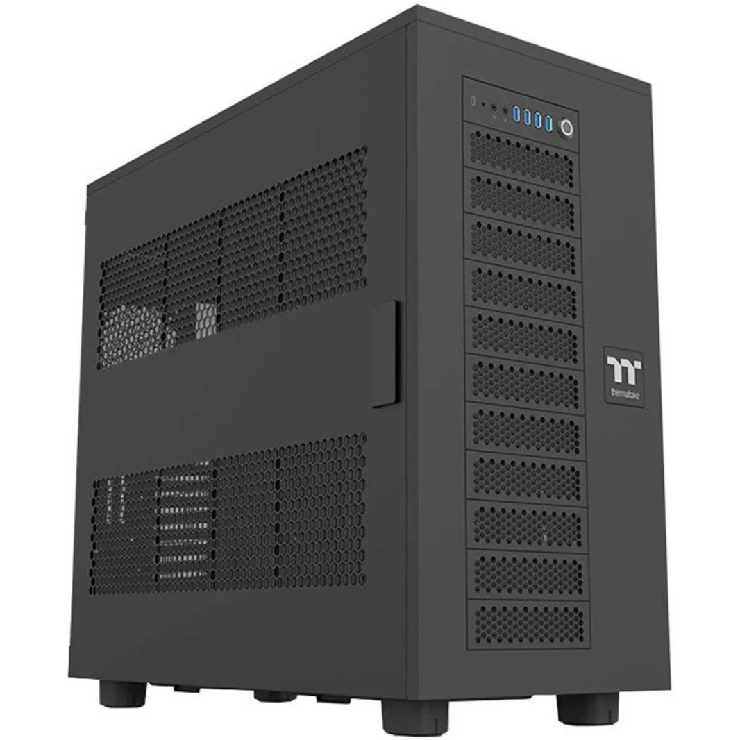 Thermaltake AX700 Super Tower PC ، وهو دعم مروحة Aio-Radiator و 18x 420 مم ، وألواح جانبية مثقبة 2x ، ولوحة فولاذية ، ومواد SPCC ، ومرشحات الغبار ، والأسود