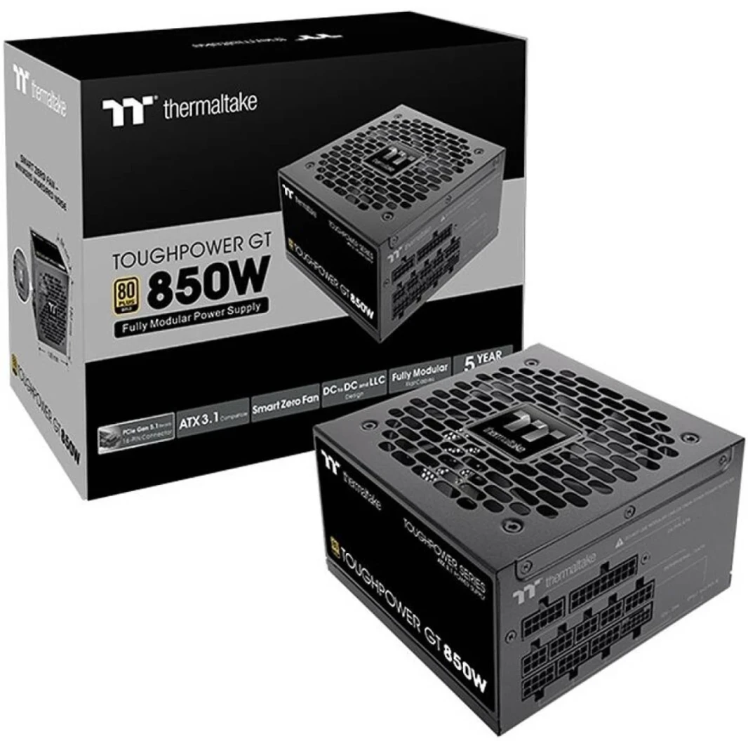 Thermaltake Toughpower GT 850W ATX 3.1 80 Plus Gold Fully Modular Smart Zero Fan; Native 450W PCIe 5.1 Connector , Black
