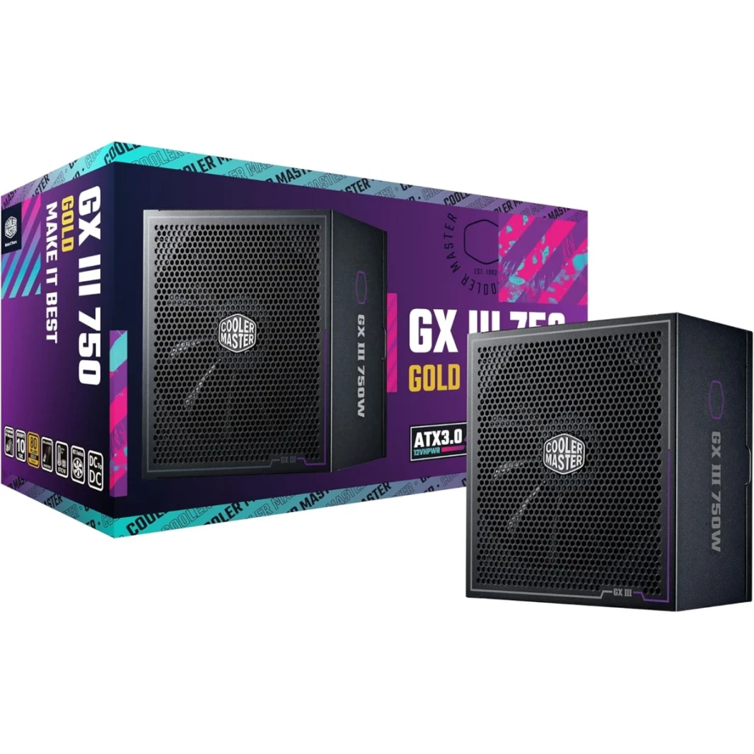 Cooler Master GX III 750W 750W 80+ Gold ATX3.0 Full Modular 12VHPWR PCIe 5.0 Connector, Silent Fan | Zero-RPM