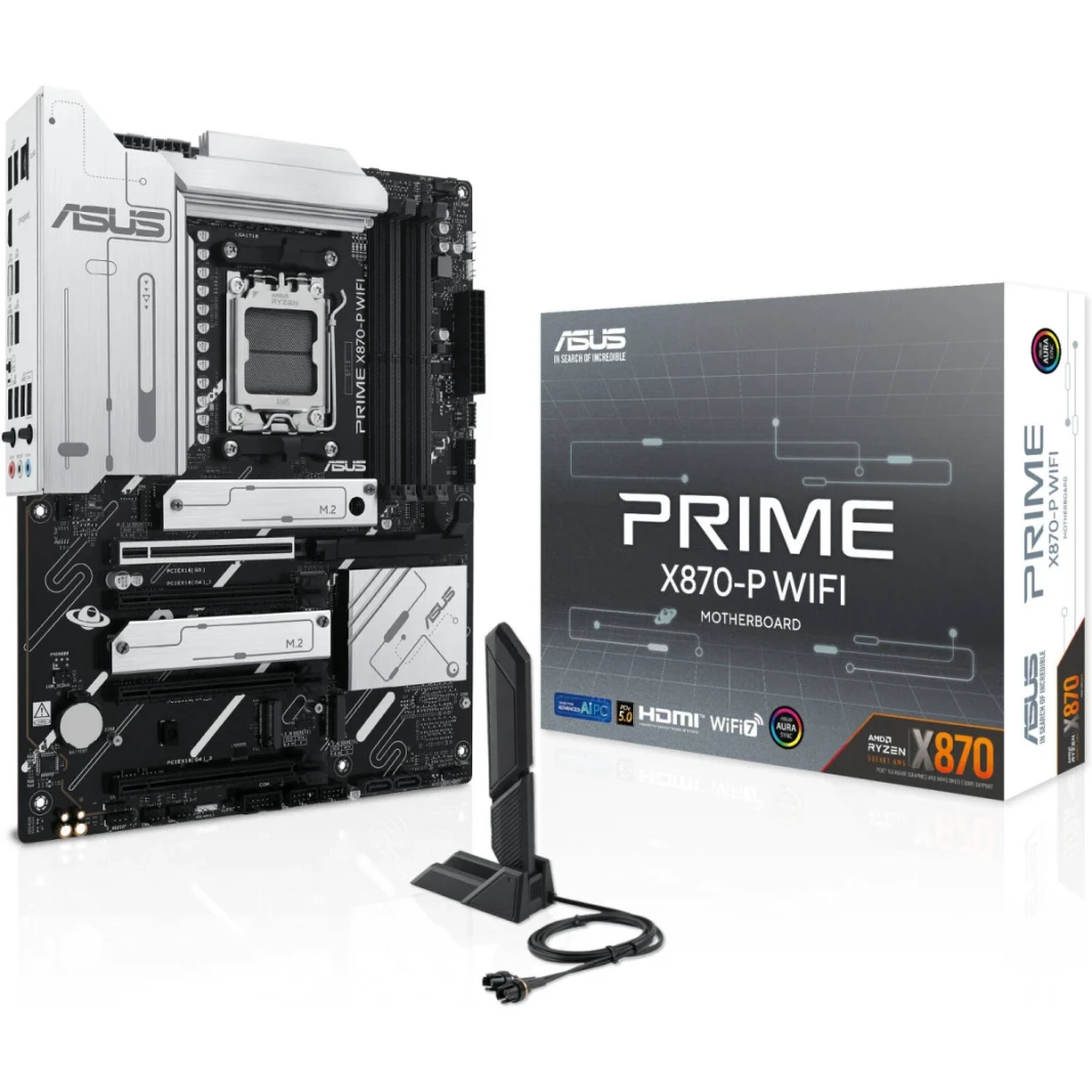 ASUS Prime X870-P WIFI 7 AMD X870 AM5 ATX 4x M.2 Slots DDR5 USB 3.2 Gen 2x2 Type-C® USB4® Header & 2.5Gb Ethernet