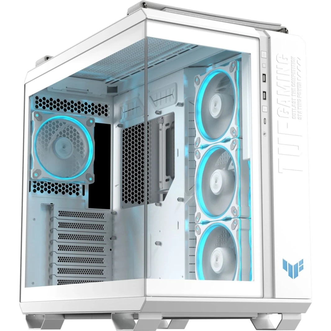 ASUS TUF GT502 Horizon ARGB Dual Chamber Design Independent Cooling Zones for The CPU & GPU w/ Pre-installed 4 ARGB Fans - White