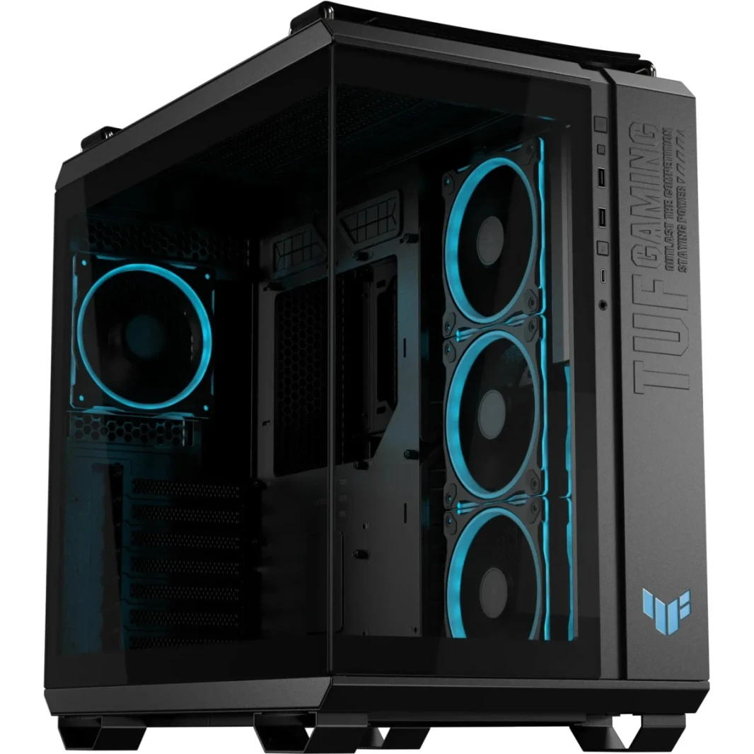 ASUS TUF GT502 Horizon Argb Dual Deval Design مناطق تبريد مستقلة لموحدة المعالجة المركزية و GPU مع 4 مشجعي Argb تم تثبيتها مسبقًا - Black