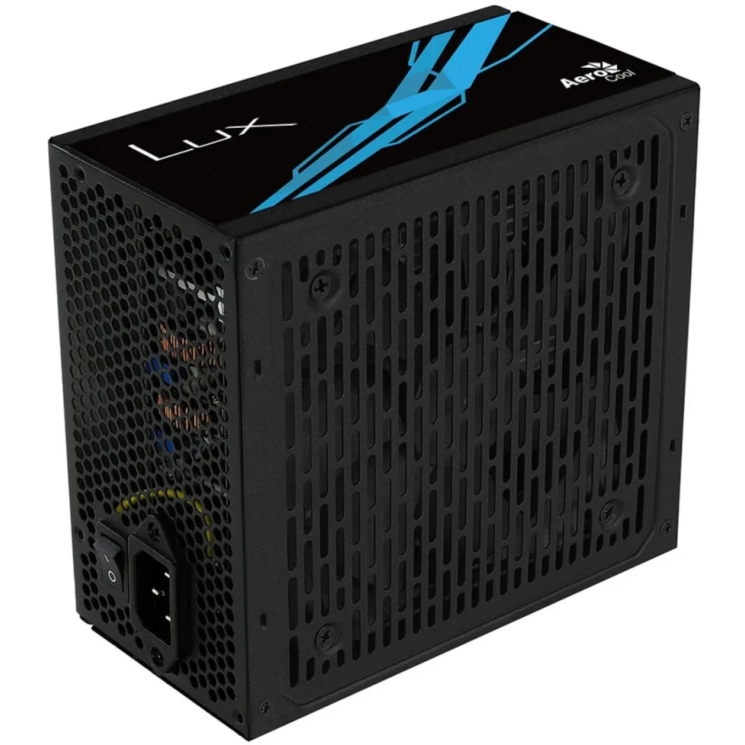 Aerocool Lux RGB 650W 80 Plus Bronze تصل إلى 88 ٪+ كفاءة 30 ٪ التهوية زيادة ، مروحة سوداء صامتة 12 سم مع التحكم في السرعة ، أسود