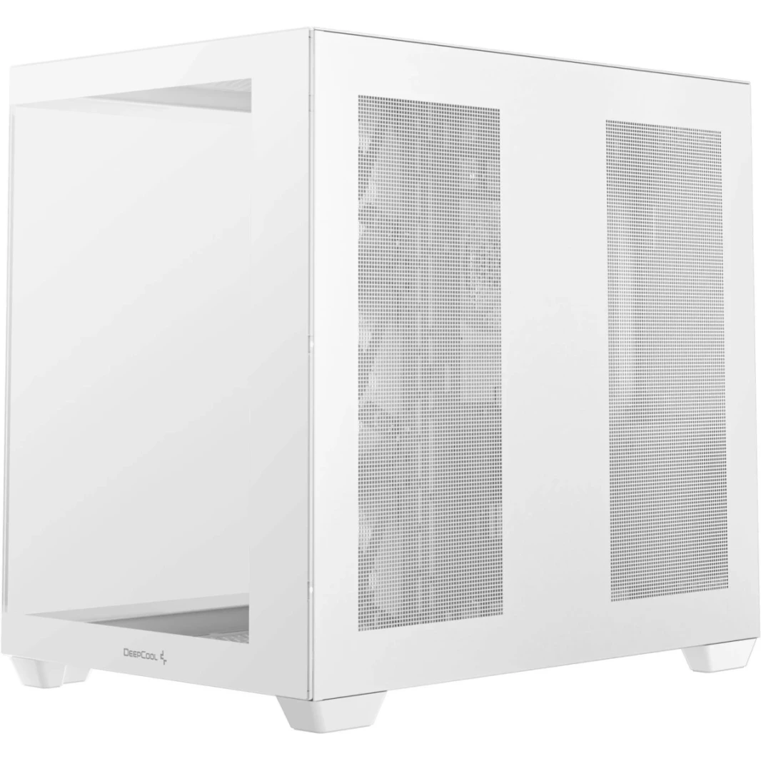 DeepCool CG530 4F Panoramic ATX Mid-Fower Case 4X تم تثبيته مسبقًا من الغرفة المزدوجة ، ودعم الموصلات الخلفية وما يصل إلى 2x 360 مم +280 مم ، و 2X USB3.0 الأمامية ، وايت ، أبيض