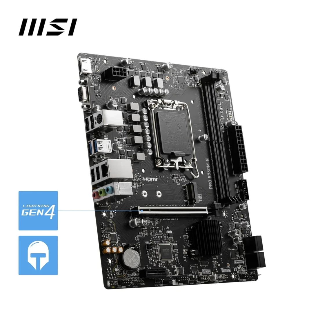 MSI Pro B760M-E DDR5 Intel 13th Gen Motherboard PCIe 4.0 DDR5 1xM.2 Gen4 X4 PCIe 4.0 Mainboard