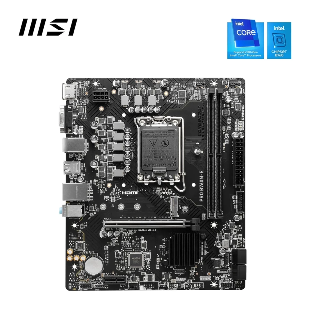 MSI Pro B760M-E DDR5 Intel 13th Gen Motherboard PCIe 4.0 DDR5 1xM.2 Gen4 X4 PCIe 4.0 Mainboard