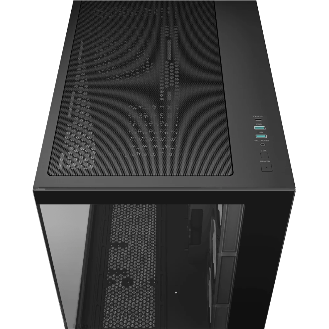 DeepCool CG530 4F Panoramic ATX Mid-Fower Case 4X تم تثبيت المراوح المزدوجة مسبقًا ، ودعم الموصلات الخلفية وما يصل إلى 2x 360 مم +280 مم ، و 2X USB3.0 الأمامي ، الأسود ، الأسود