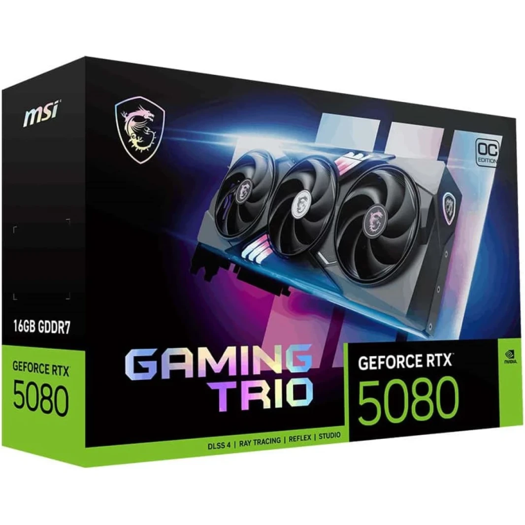 MSI Trio Gaming Geforce RTX 5080 16GB GDDR7 OC EDITION PCI Express 5.0 بطاقة رسومات