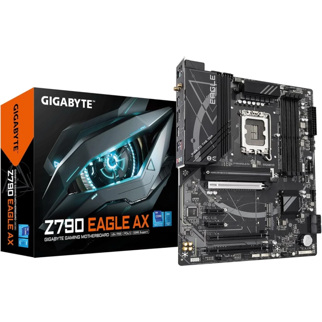 Gigabyte Z790 Eagle AX Wi-Fi 6e Ddr5 LGA 1700 Intel Z790 ATX 3X M.2 PCIe 5.0 USB 3.2 Gen2x2 Type-C 2.5GBE LAN Q-Flash Plus EZ-Latch
