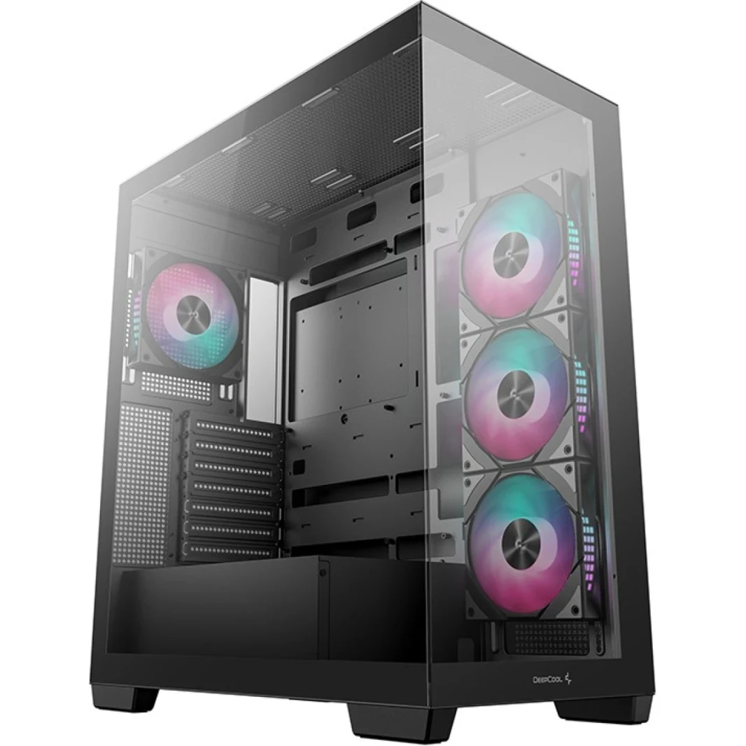 DeepCool CG580 4F Panoramic ATX Case 4X Case 4X تم تثبيت المراوح المفردة مسبقًا ، ودعم الموصلات الخلفية وما يصل إلى 2x 360 مم ، و 2x 2x USB3.0 ، الأسود
