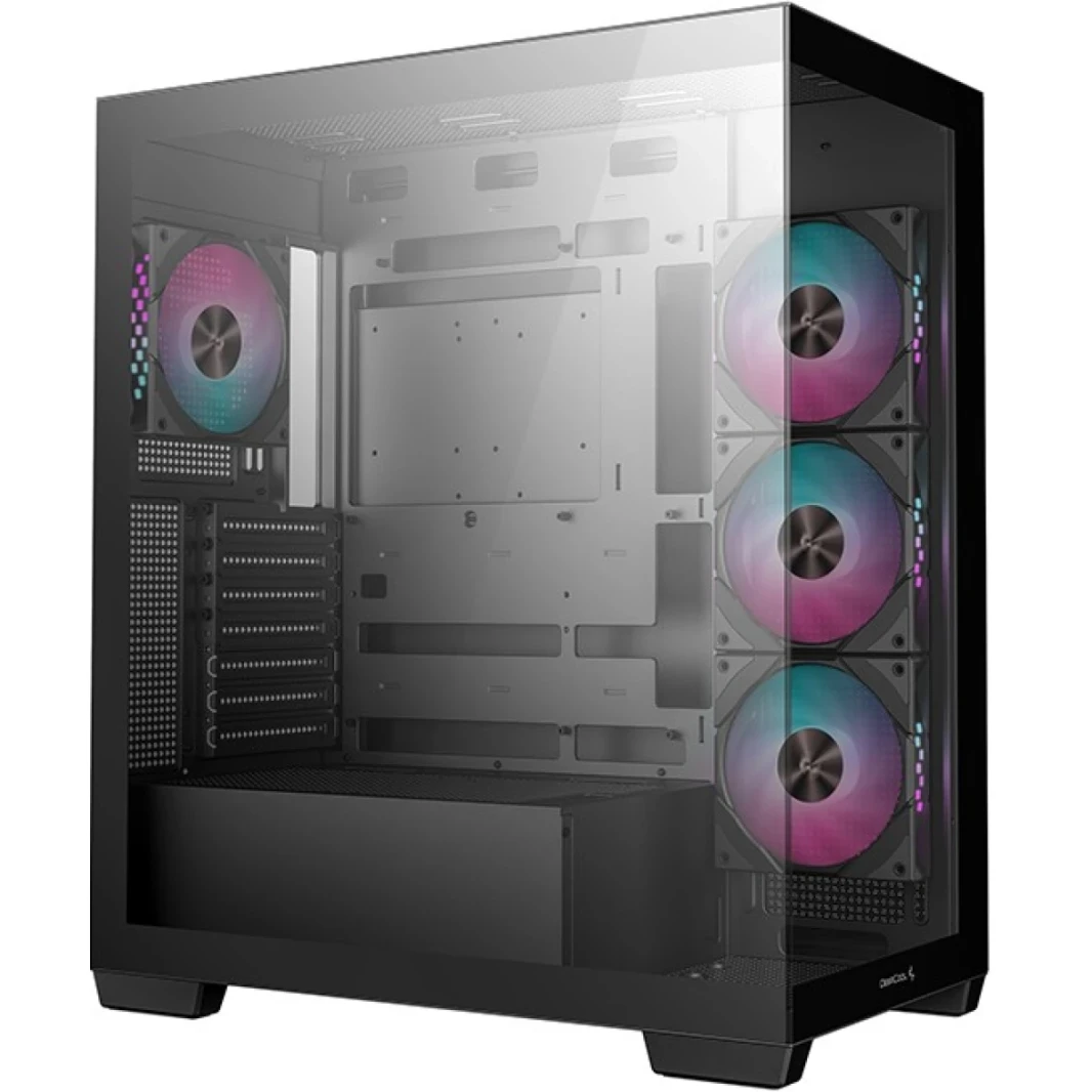 DeepCool CG580 4F Panoramic ATX Case 4X Case 4X تم تثبيت المراوح المفردة مسبقًا ، ودعم الموصلات الخلفية وما يصل إلى 2x 360 مم ، و 2x 2x USB3.0 ، الأسود