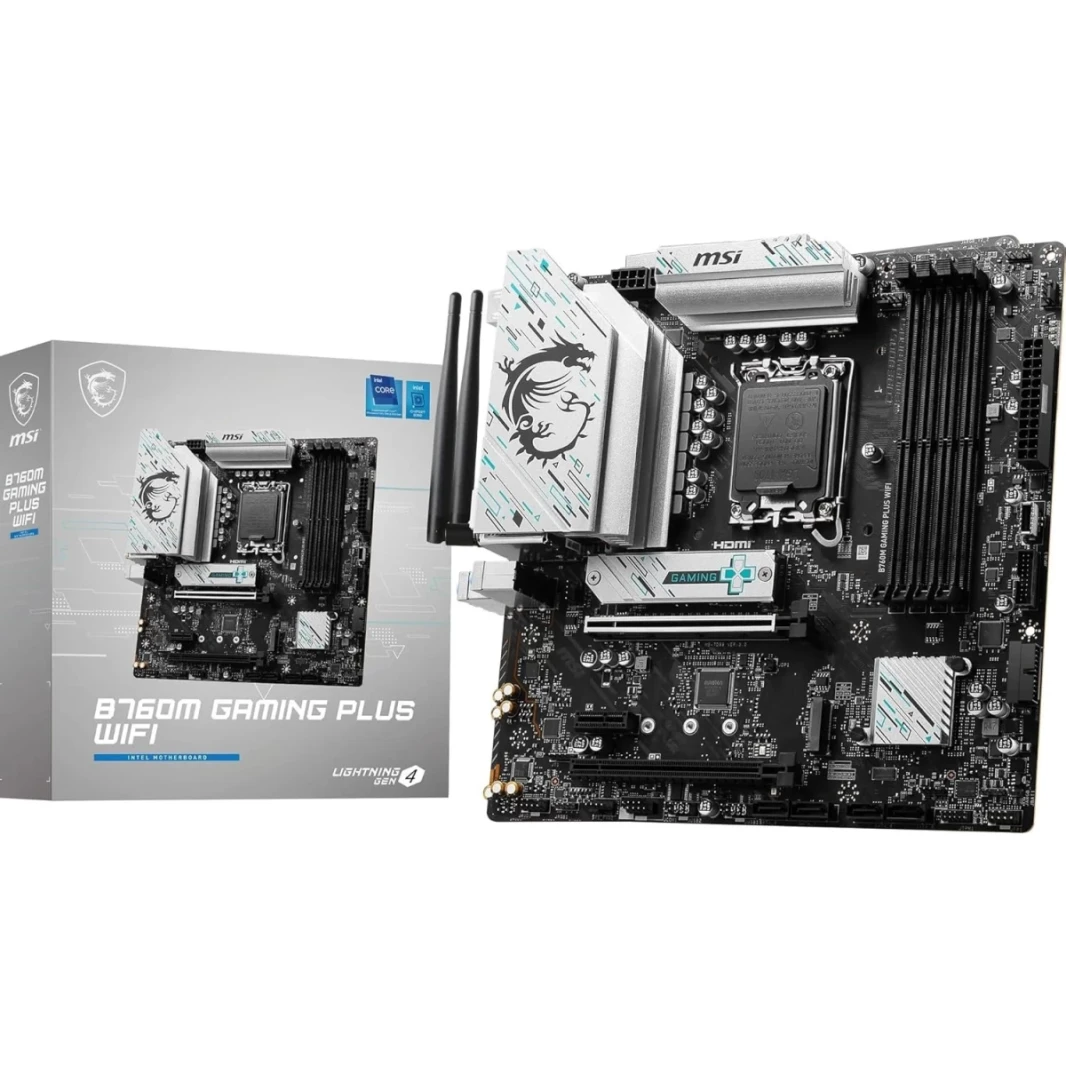 MSI B760M Gaming Plus WiFi 6E MATX يدعم 14/13/12th DDR5 PCIE 4.0 2x M.2 Gen 4 2.5G LAN - Black