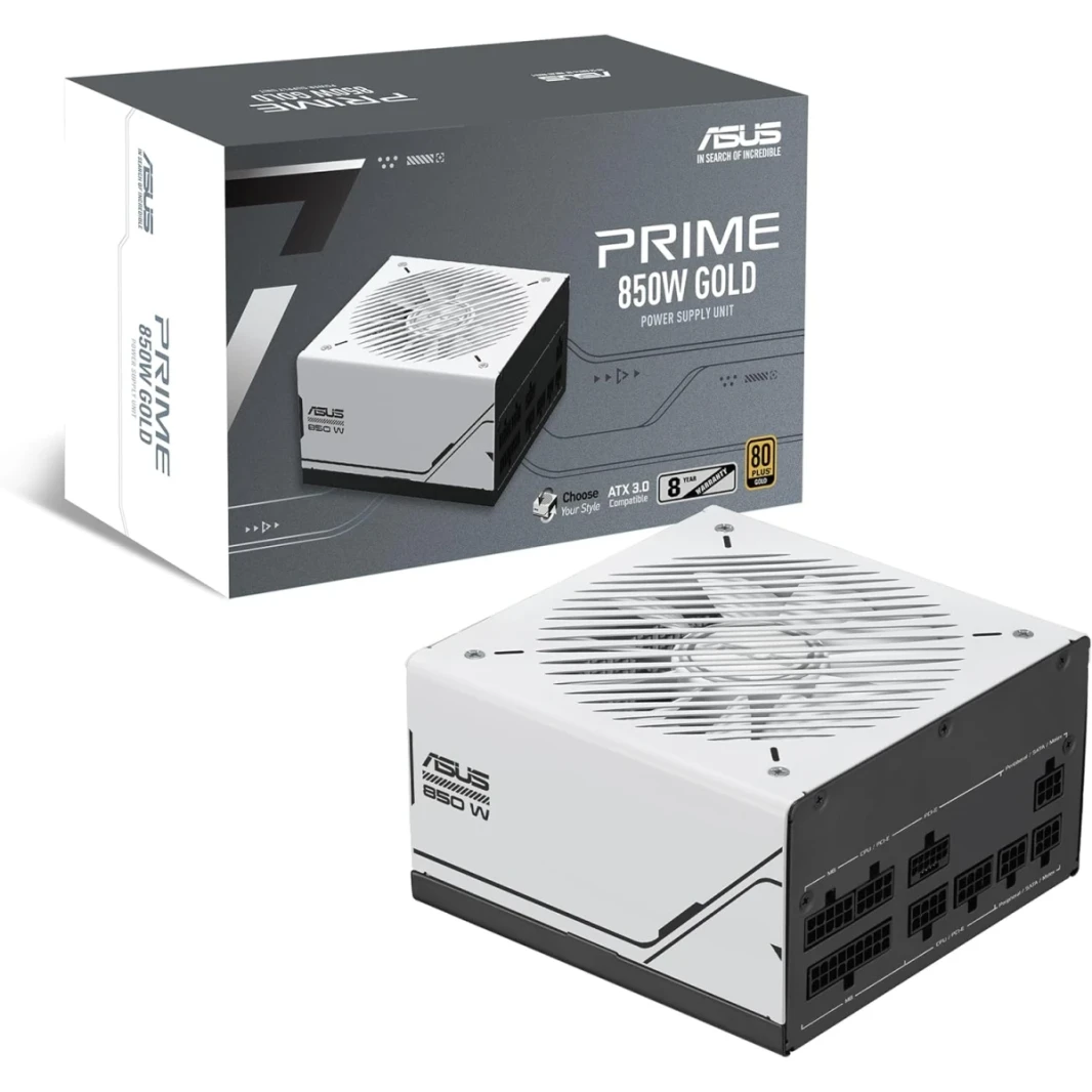 ASUS Prime 850W Gold ATX 3.0 Fully Modular 80+ Gold Certified Dual Ball Bearings Two Color Options in One