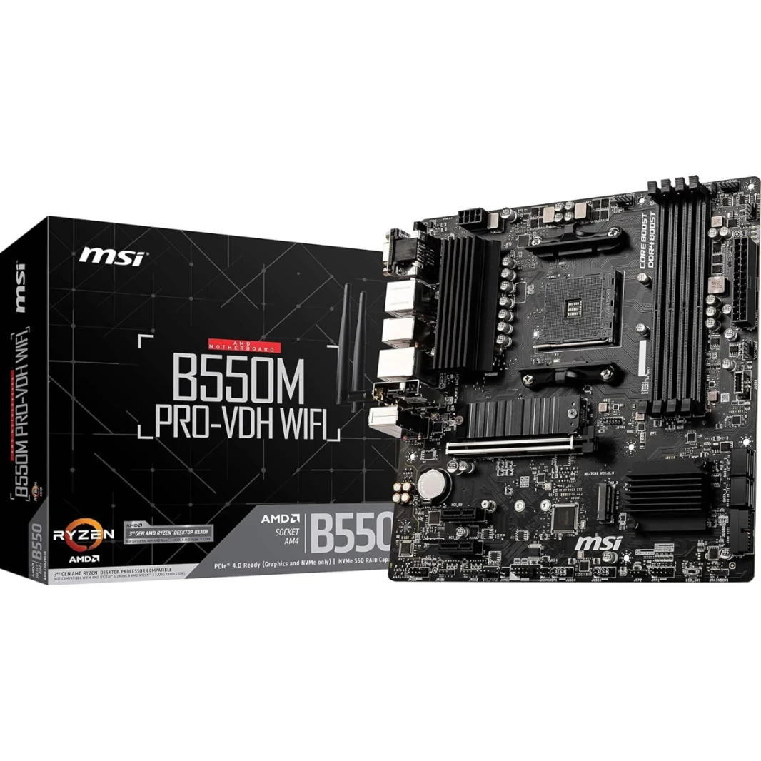 MSI Pro B550M PRO-VDH WIFI AMD RYZEN 5000 AM4 DDR4 PCIE 4.0 2X M.2 WI-FI & Bluetooth Mainboard