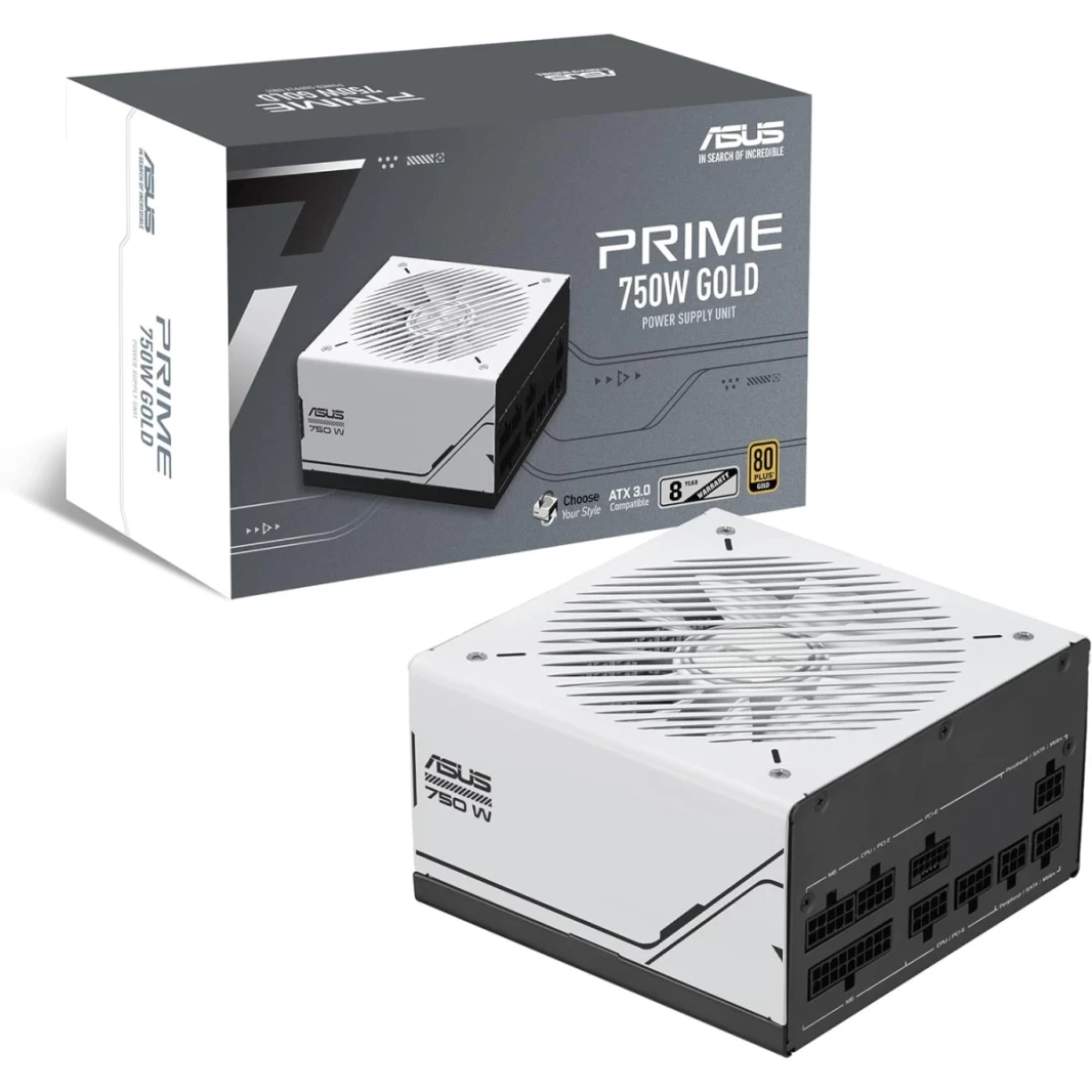 ASUS Prime 750W Gold ATX 3.0 Fully Modular 80+ Gold Certified Dual Ball Bearings Two Color Options in One