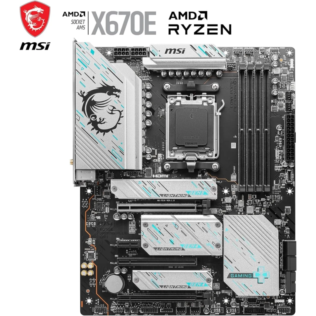 MSI X670E Gaming Plus WiFi 6e AM5 DDR5 ATX يدعم AMD Ryzen 7000 Series Processors PCIe 5.0 x16 3x M.2 Gen5