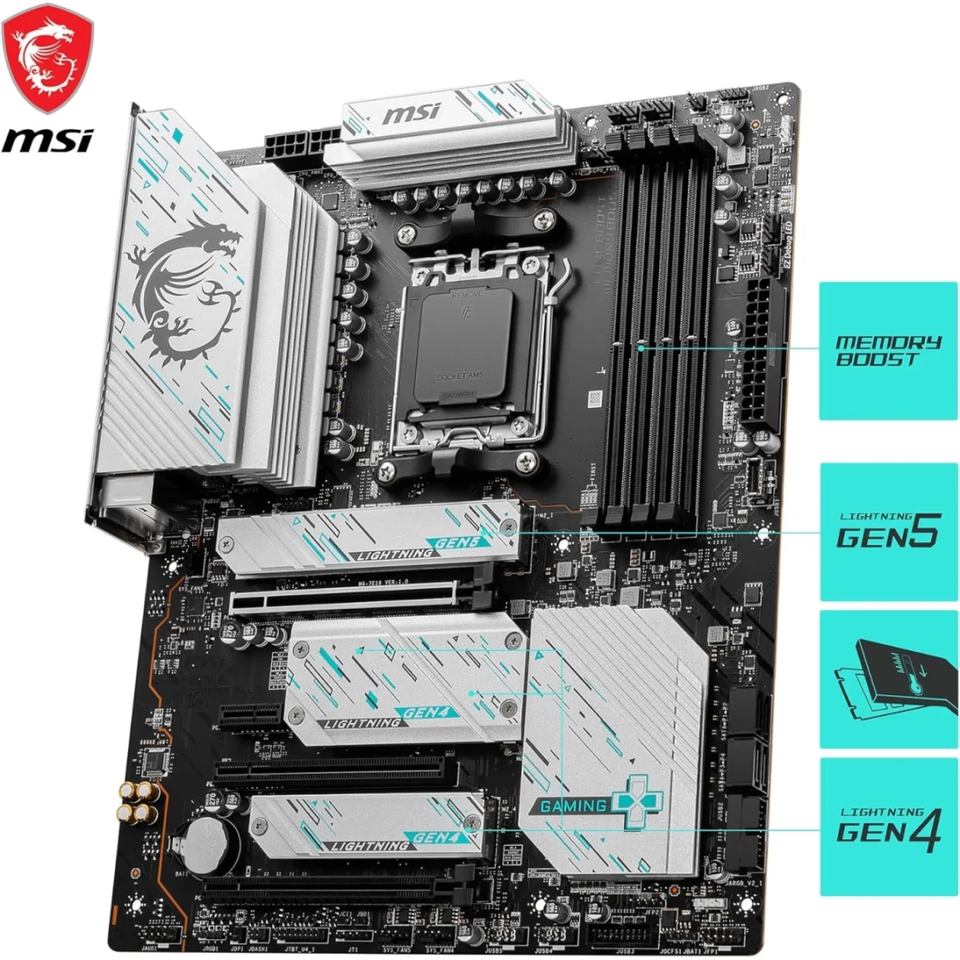 MSI X670E Gaming Plus WiFi 6e AM5 DDR5 ATX يدعم AMD Ryzen 7000 Series Processors PCIe 5.0 x16 3x M.2 Gen5