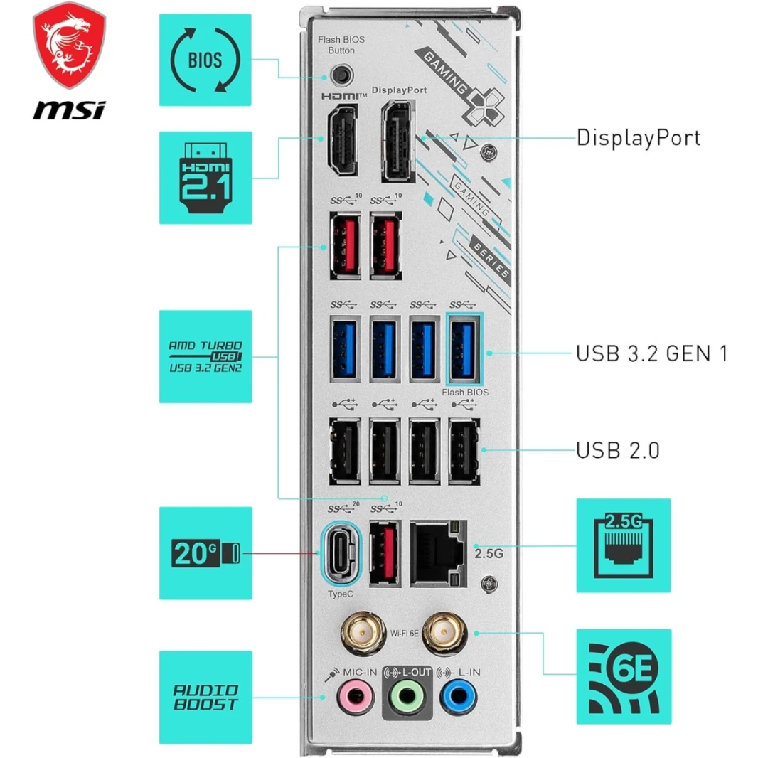 MSI X670E Gaming Plus WiFi 6e AM5 DDR5 ATX يدعم AMD Ryzen 7000 Series Processors PCIe 5.0 x16 3x M.2 Gen5