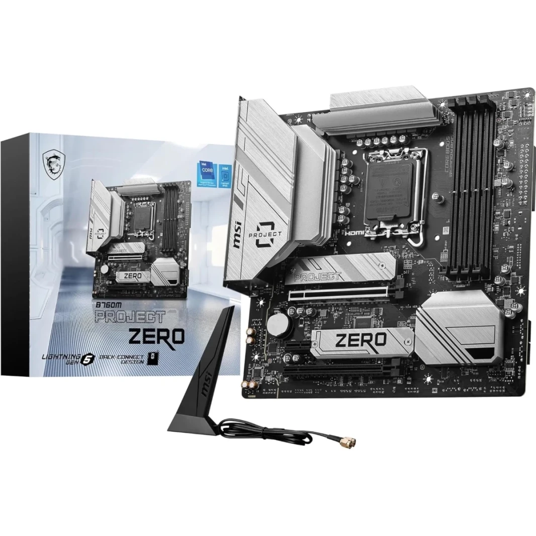 MSI B760M Project Zero DDR5 WIFI 6E Back-Connect Micro-ATX Supports Intel 14th & 13th Gen Processors PCIe 5.0 2x M.2 Gen4