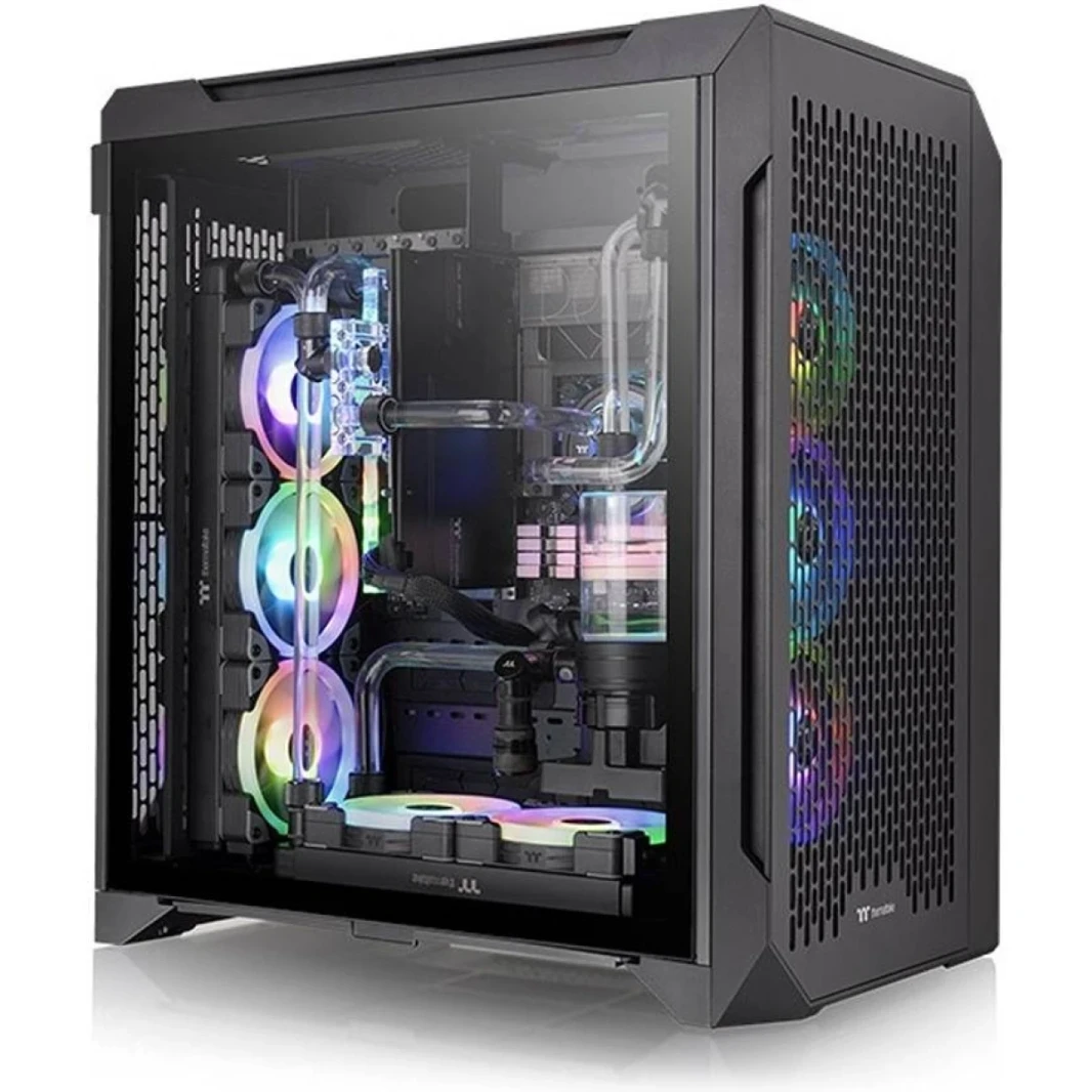 Thermaltake CTE C700 AIR ATX MID TOWE مركزية حرارية مركزية قسرية زجاجية الجانب 3x 140 مم معجبي USB 3.2 TYPE-C-أسود