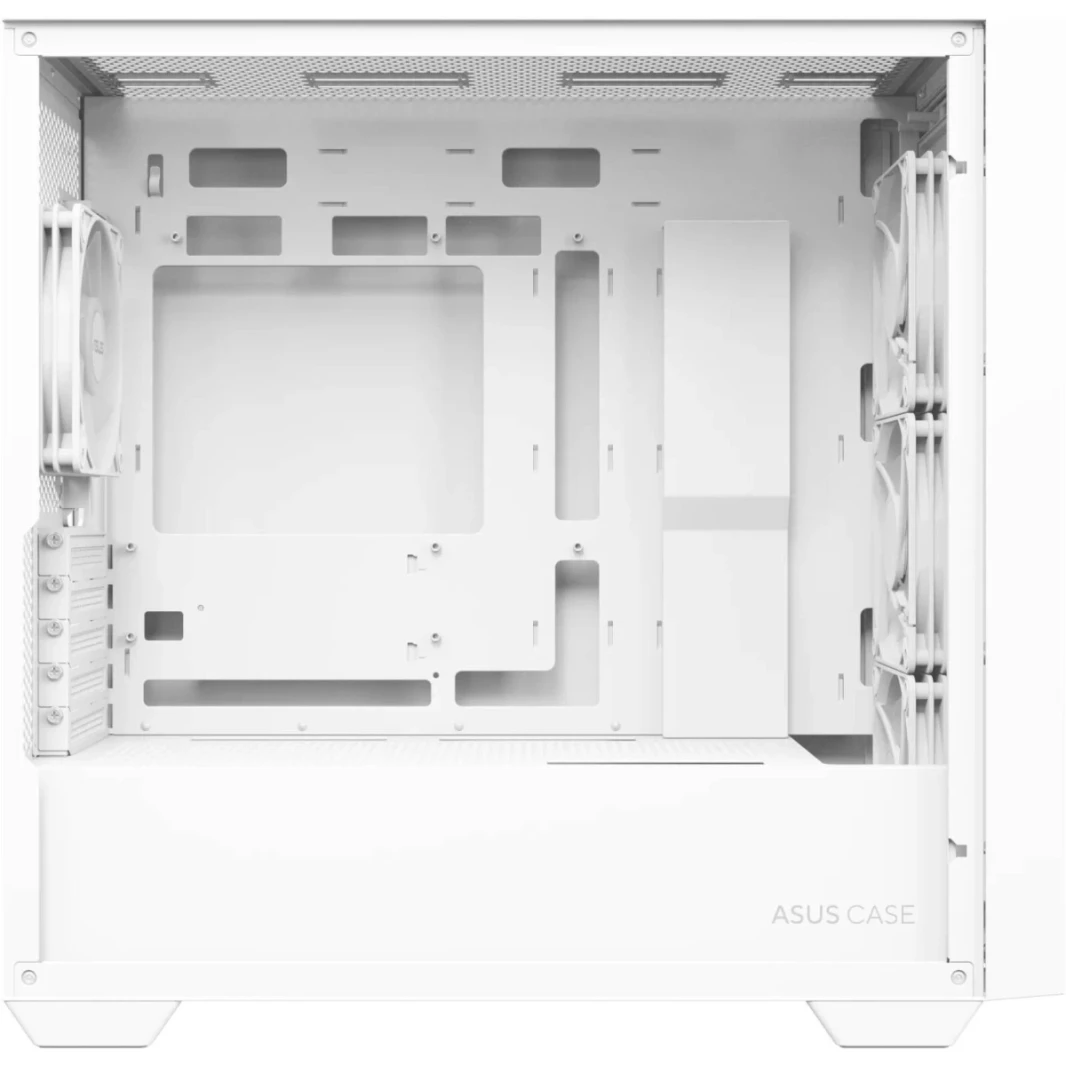 ASUS A21 Plus Mini Tower PC Case Mesh Support Hidden Connectors 360mm مشعات إدارة كابل وافرة مع عشاق Argb 4x - أبيض