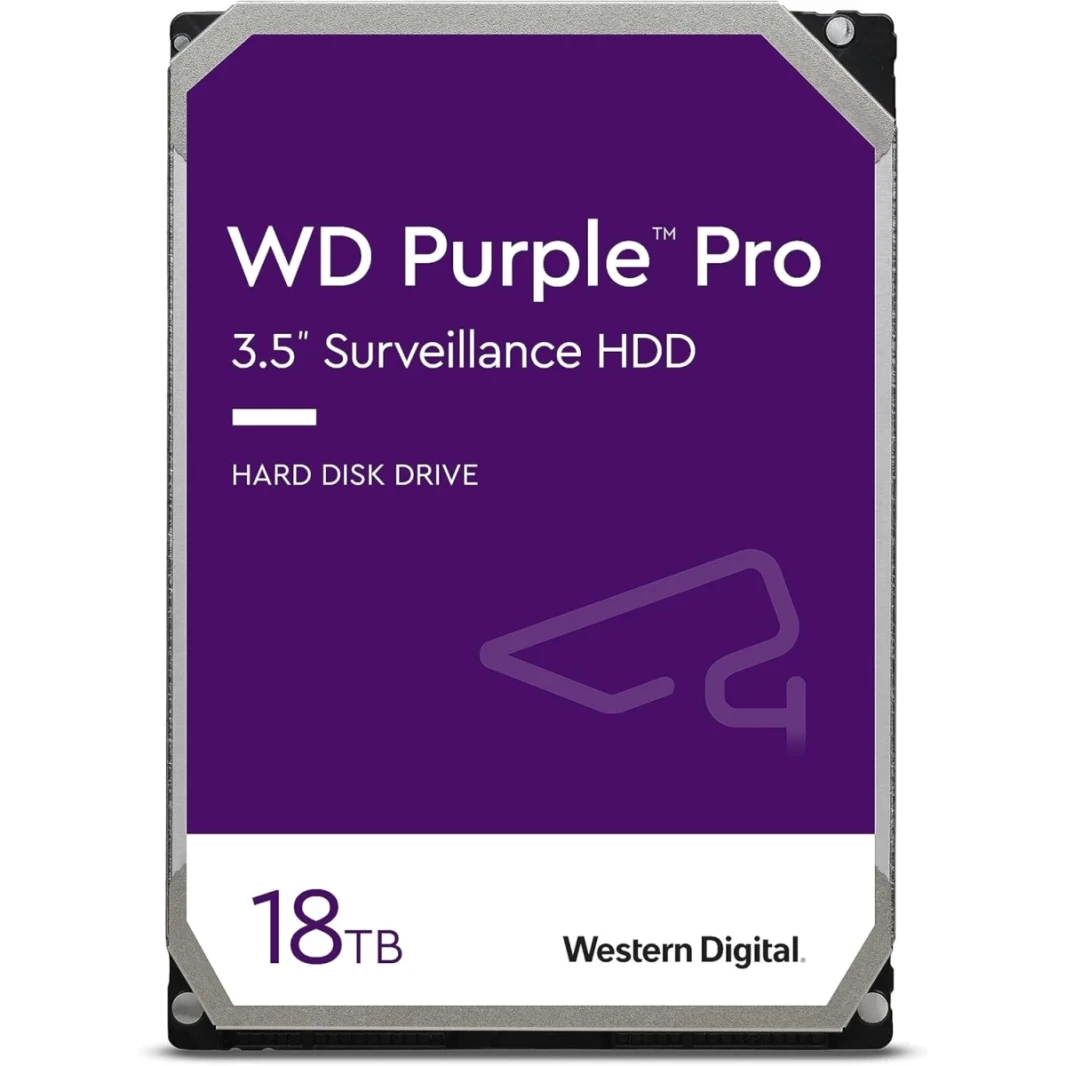 WD 18TB Purple Pro Surveillance Drive 3.5 "SATA 7200 دورة في الدقيقة 512 ميجابايت ذاكرة التخزين المؤقت