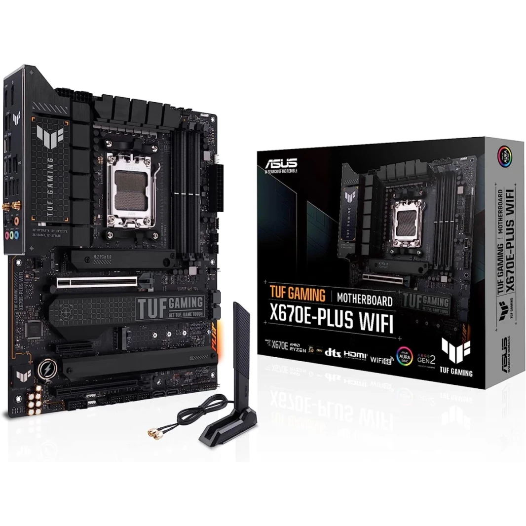 ASUS TUF Gaming X670E-PLUS WIFI 6E DDR5 AM5 RYZEN 7000 PCIE® 5.0 4X M.2 SLOTS 2.5 GB LAN USB 4 AURA RGB LIGHTING)