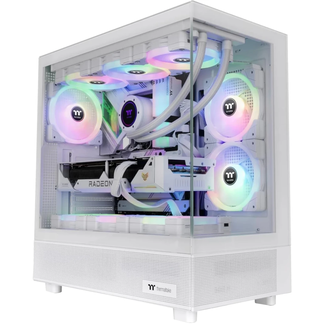 Thermaltake View 270 TG مسبقًا 1x CT140 ArgB Fans Support Mid 360mm Phadiator Support مع زجاج مقسى على الأمام والجانب - أبيض