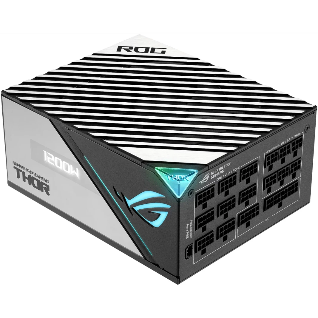 ASUS ROG Thor 1200W 80+ Platinum II Fully Modular Lambda A++ ROG Heatsinks 135mm Fan 0dB Mode OLED Panel Sleeved Cables Aura Sync