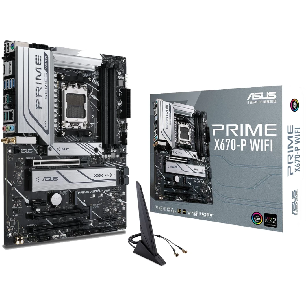 ASUS Prime X670-P WIFI 6 AMD X670 AM5 ATX 3x M.2 Slots DDR5 USB 3.2 Gen 2x2 Type-C® USB4® Header & 2.5Gb Ethernet