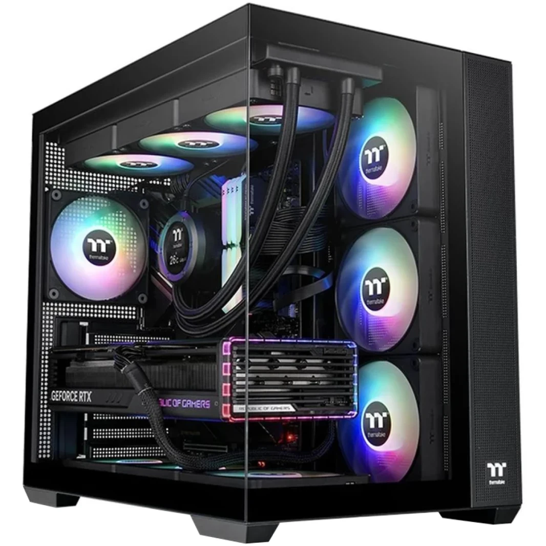 عرض Thermaltake 380 TG ATX 4X120MM ARGB ، يدعم مشجعي ARGB Hidden -Connector اللوحة الأم واللوحة الزجاجية المزدوجة المزدوجة - أسود