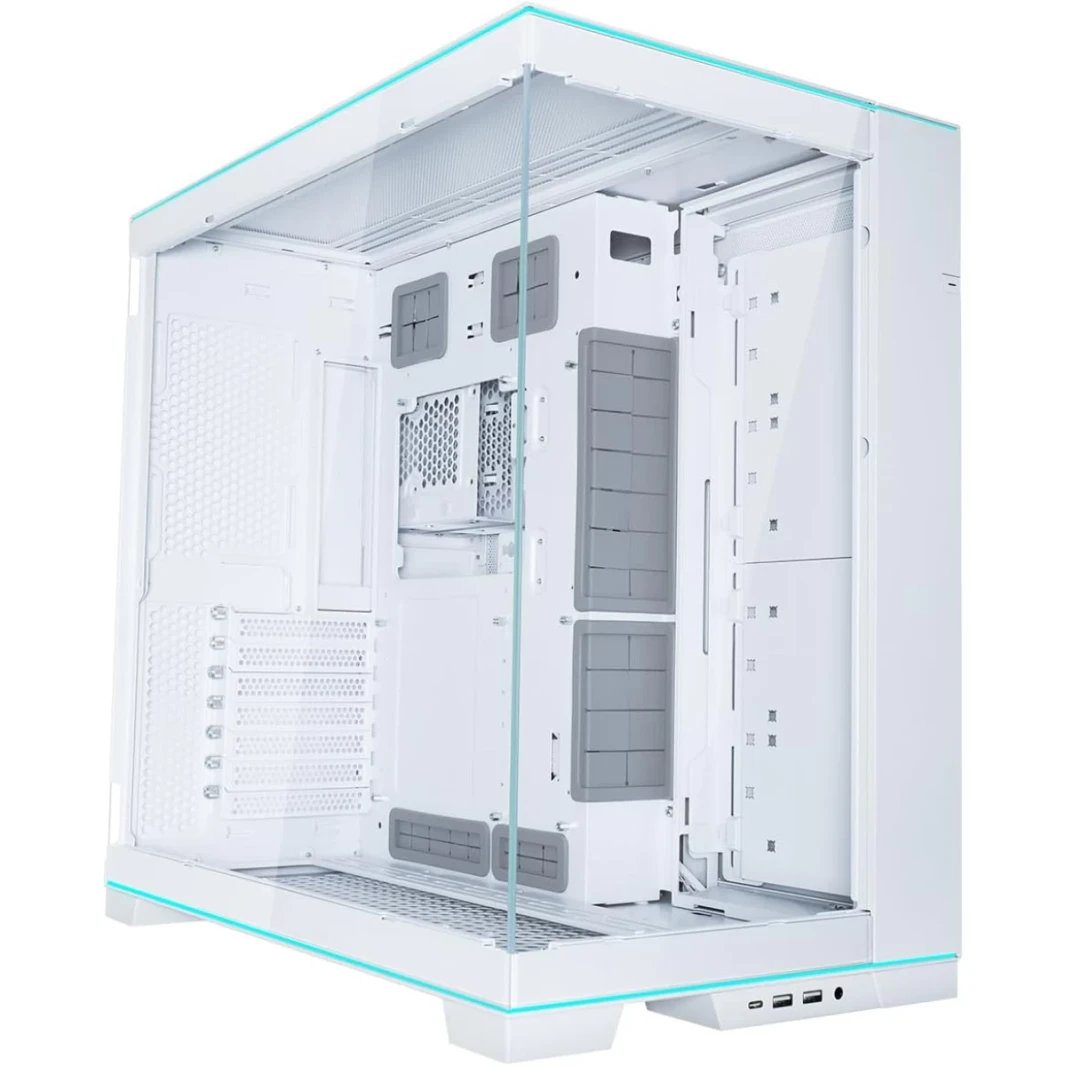 Lian li o11d evo rgb الأمامية والجبهة الزجاجية المزدوجة الغرفة المزدوجة شرائط الإضاءة Argb حتى 420 مم هيكل قابلة للانعكاس - أبيض