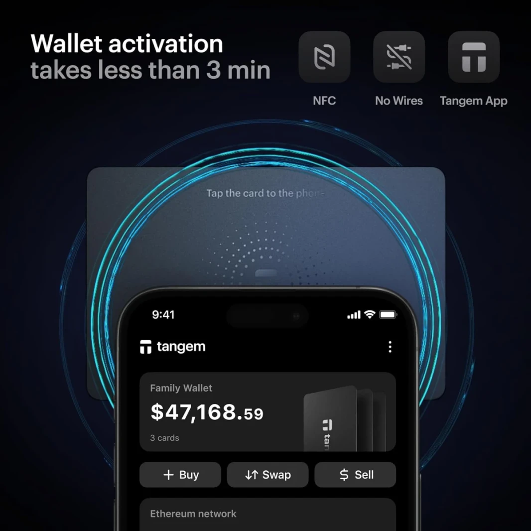 حزمة محفظة Tangem من 2 - محفظة تشفير آمنة - تخزين بارد موثوق به لبيتكوين ، Ethereum ، NFT's & المزيد من العملات المعدنية - 100 ٪ محفظة الأجهزة في وضع عدم الاتصال