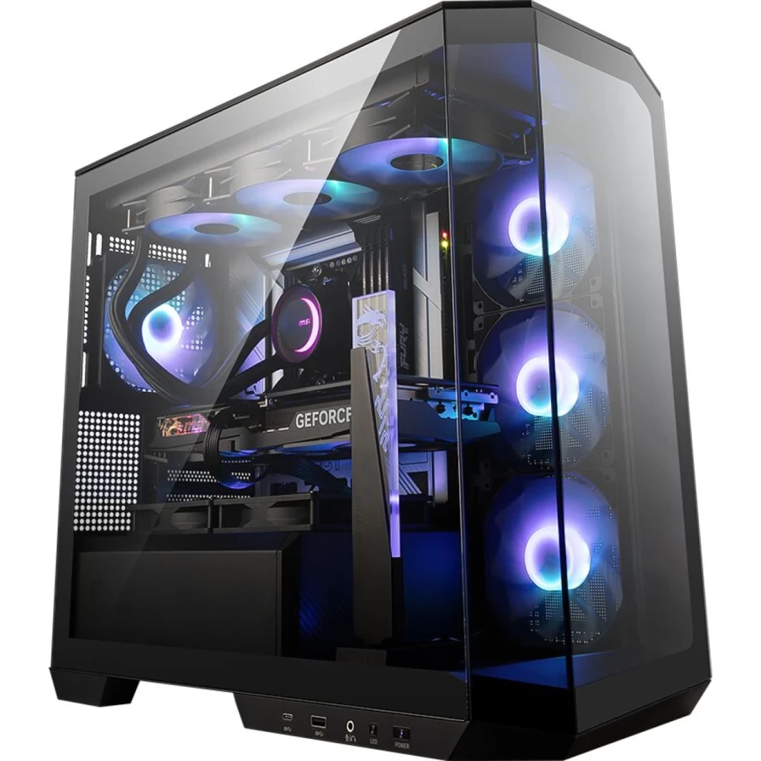 MSI MAG PANO M100R PZ Micro ATX دعم CASE Back-Connect 270 DEGREE PANORAMIC DISPLAY 4X ARGB FORS-Black