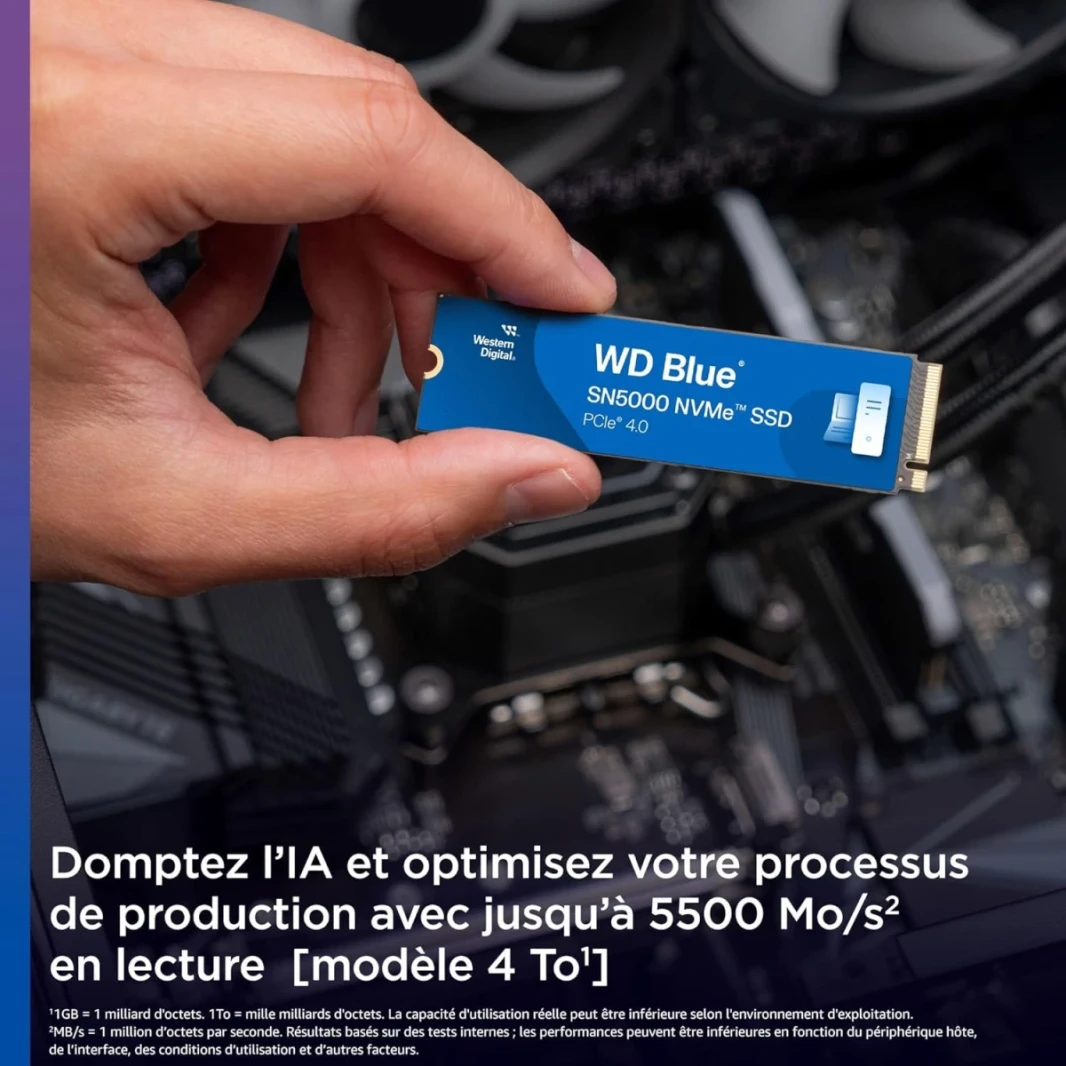 WD Blue SN5000 1TB NVME SSD - PCIE GEN 4.0 ، M.2 2280 ، حتى 5،150 ميجابايت/ ثانية/ NCACHE 4.0 تقنية