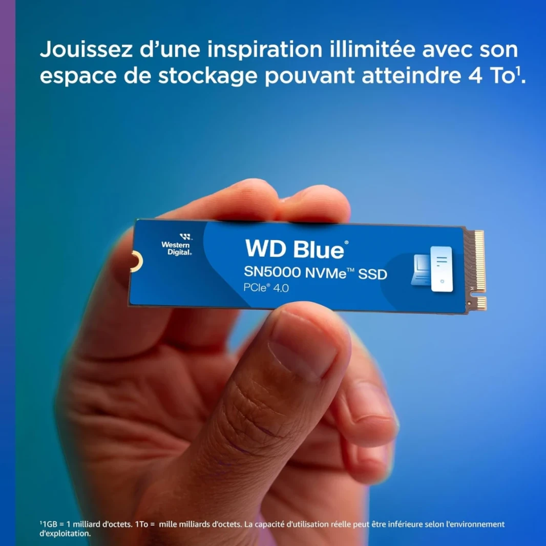 WD Blue SN5000 1TB NVME SSD - PCIE GEN 4.0 ، M.2 2280 ، حتى 5،150 ميجابايت/ ثانية/ NCACHE 4.0 تقنية