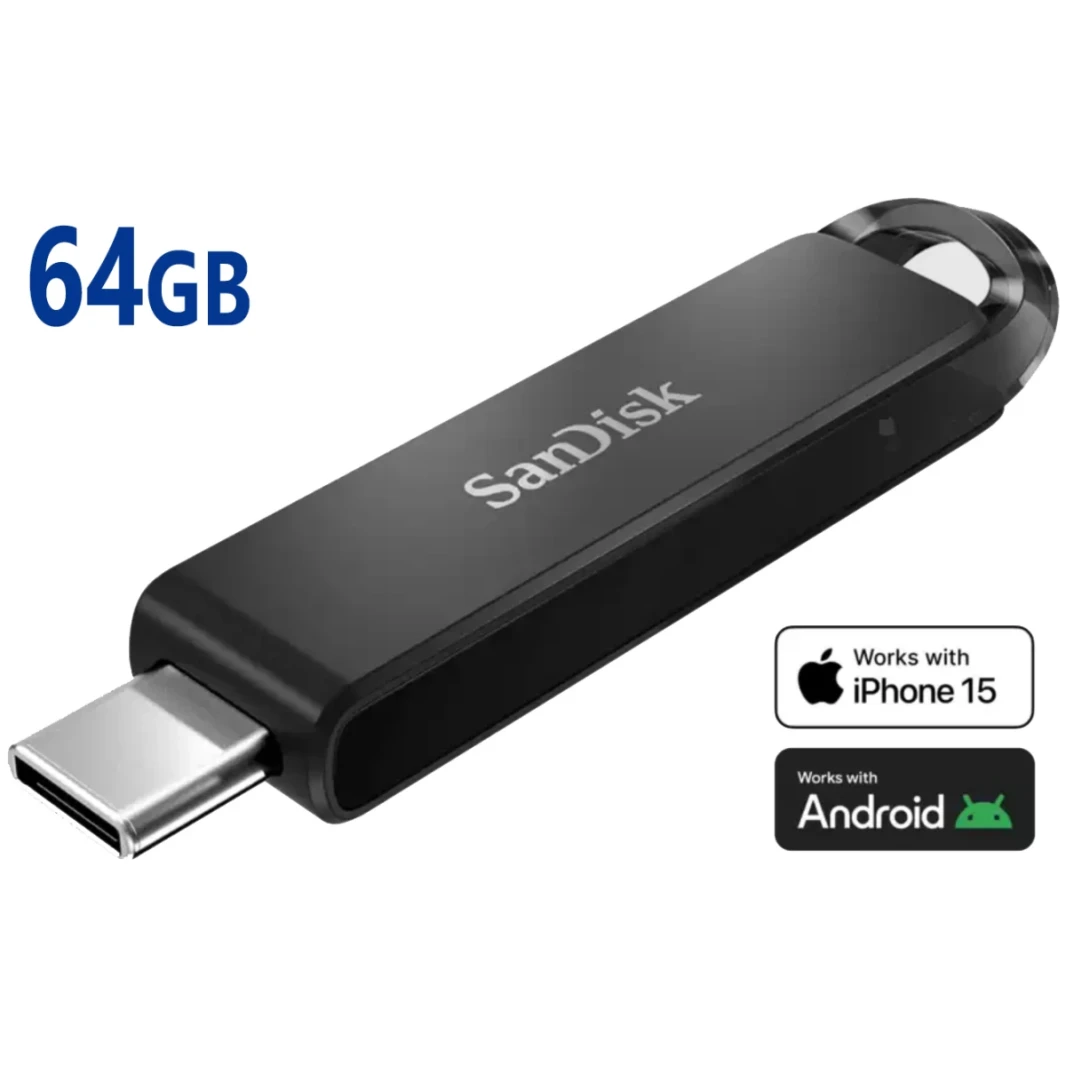 SanDisk 64GB Ultra USB Type-C up to 150MB/s Include Encryption, Backup & Recovery Apps Flash Drive For phones, laptops, & Tablets , Black