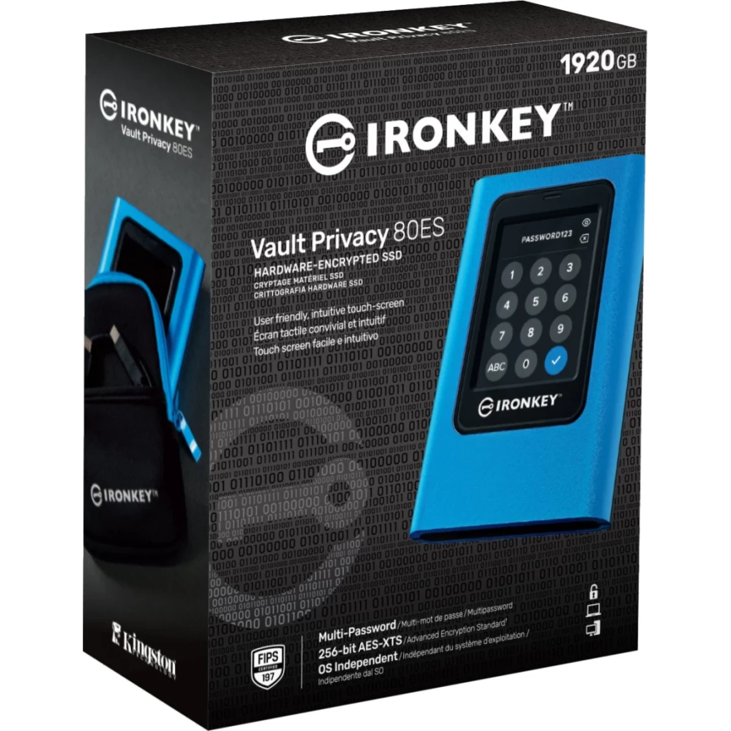 Kingston Ironkey Vault Privacy 80 1920GB SSD Type-C XTS-AES-AES مشفرة