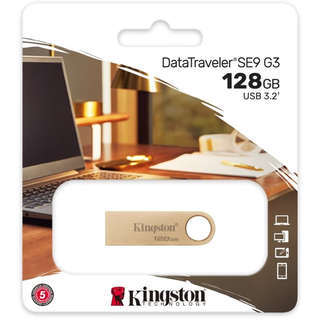 Kingston DataTraveler SE9 G3 128GB USB Flash Drive USB 3.2 GEN 1 Speed ​​to 220MB/S GAING MENAL