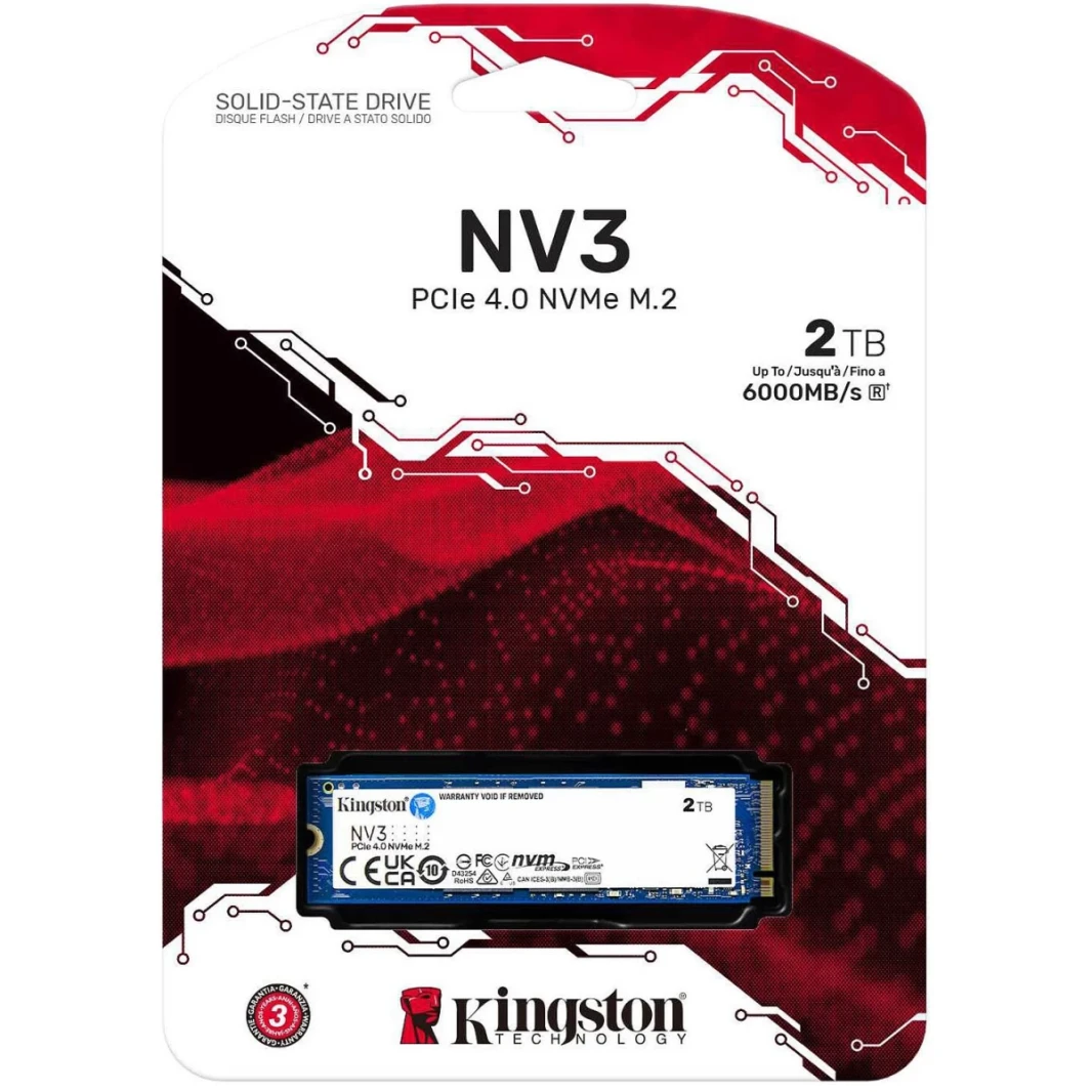 Kingston NV3 2TB M.2 2280 NVME PCIE Gen 4x4 INTERNAL SSD تصل إلى 6000 ميجابايت/ثانية