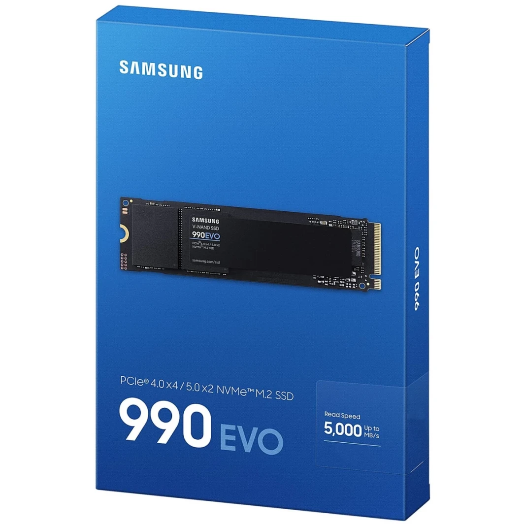 Samsung SSD 990 EVO 1TB PCIE 5.0 M.2 2280 SEQ قراءة سرعات تصل إلى 5000 ميجابايت/ ث/ كفاءة الطاقة والتحكم الحراري الذكي